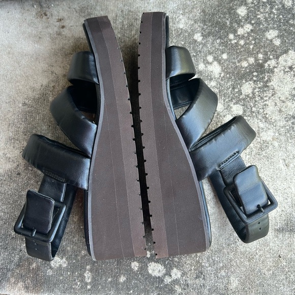Vince Skylar leather wedge sling back elegant Black sandals Sz-36 (US 6). F - Picture 5 of 12
